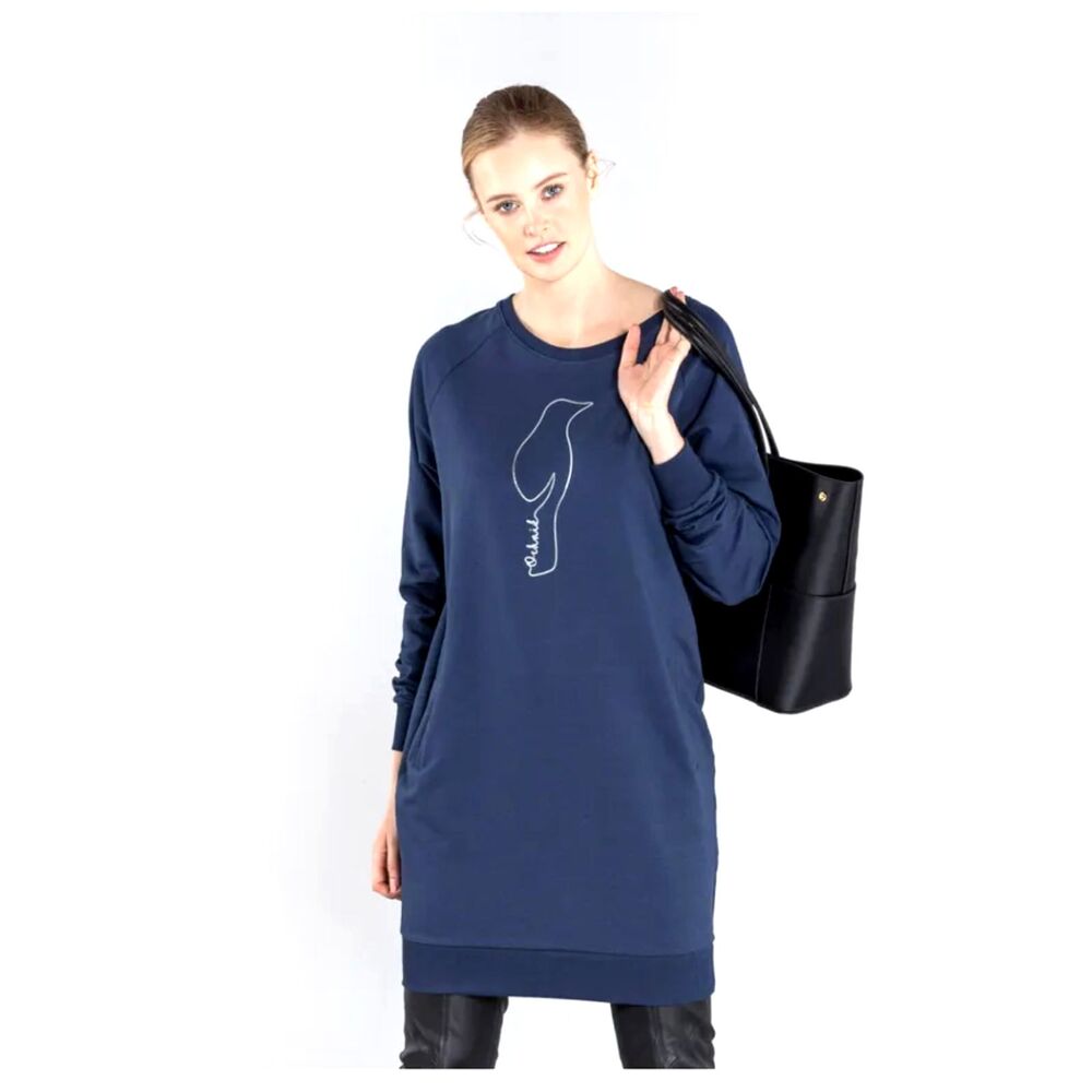 Ochnik Sweatshirt Dress Tunic Navy Blue Pockets Size XS NWT